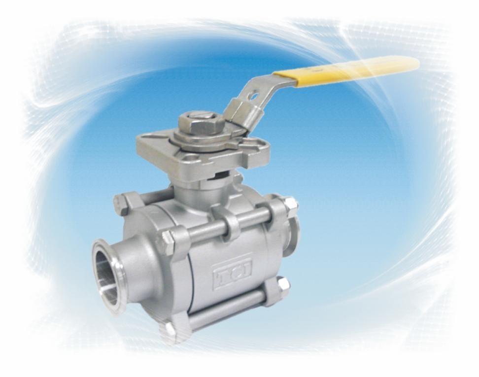 2-1/2" Sanitary Ball Valve 1000# WOG 316 ss 3-Piece Tri-Clamp Full Port Direct Mount Pad TCI  TC-3000TC