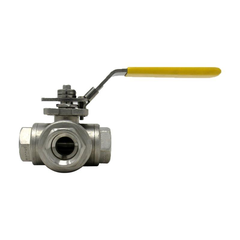 TCI 3-Way T Ball Valve Threaded Stainless Steel