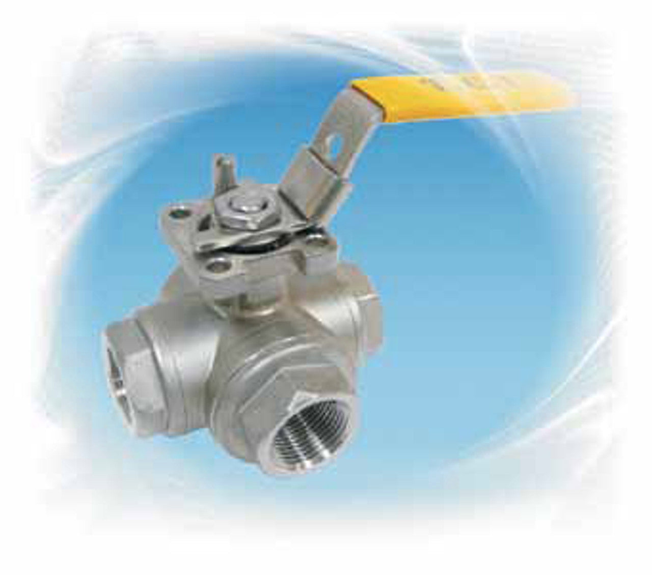 1/2" 3-Way Ball Valve 1000# 316 T-Port Threaded Ends Direct-Mounting TCI TC-WT