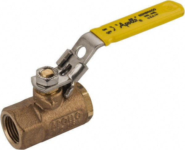 1/2" Ball Valve with Locking Handle 316 SS Ball and Stem 600# WOG NPT Bronze Full Port Apollo #70-143-27