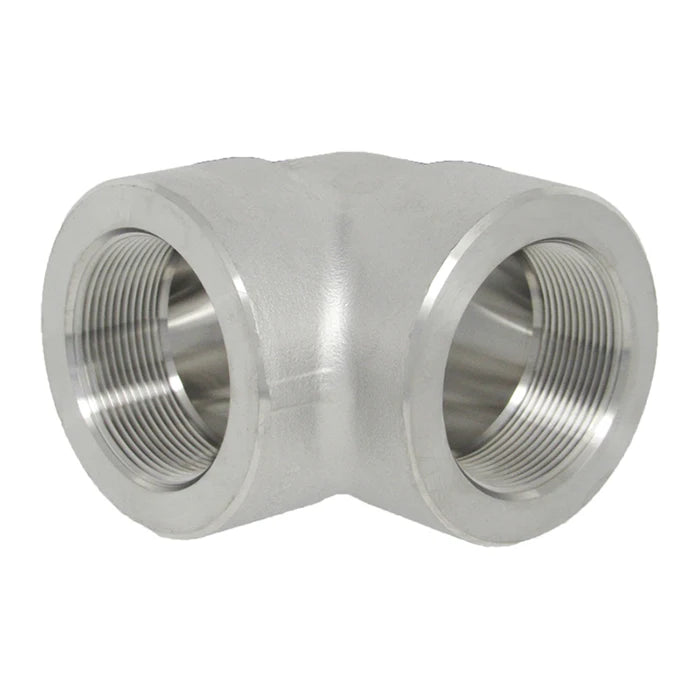 Stainless Steel Threaded 90 Elbow 3000# 304L - Side View