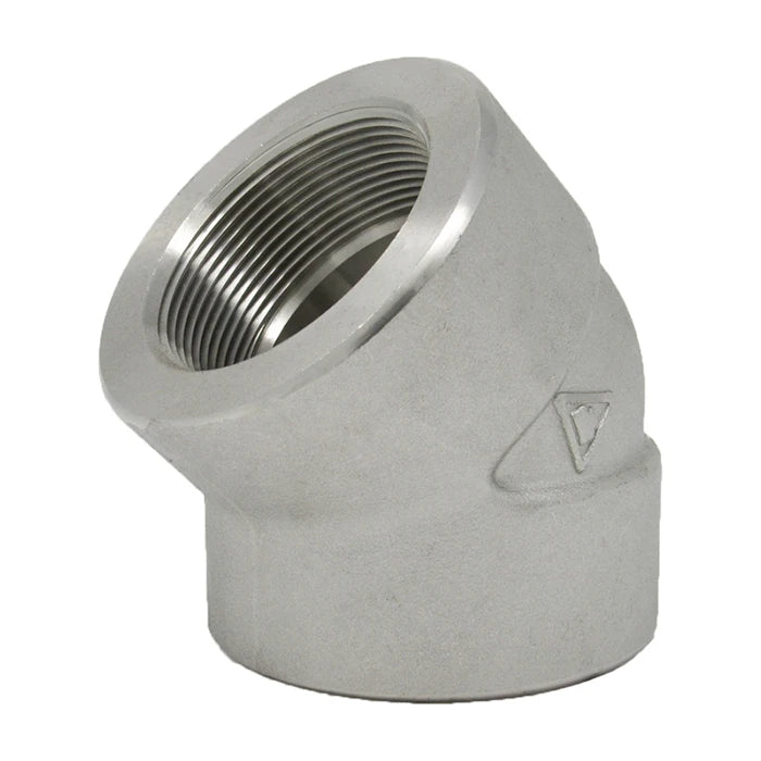 Stainless Steel Threaded 45 Elbow 3000# 304L - Side View
