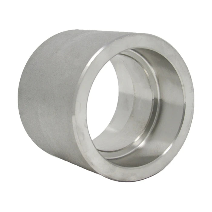 Stainless Steel Threaded X Socket Coupling 3000# 304L - Side View