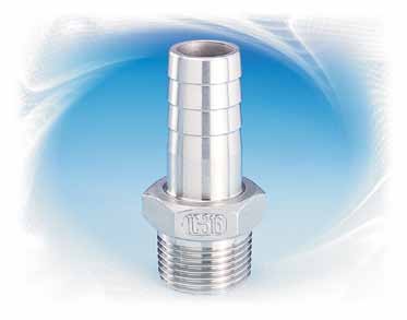 3/8" King Nipple, Stainless Steel Schedule 40 NPT Thread x Hose Barb 304 NPT