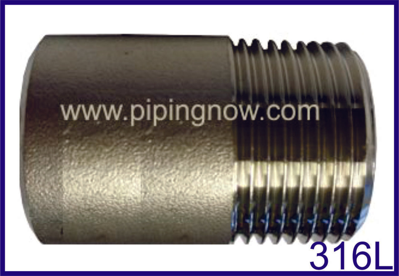 3/4" x 12" Nipple, Stainless Steel Schedule 80 Threaded One End (TOE) 316L NPT