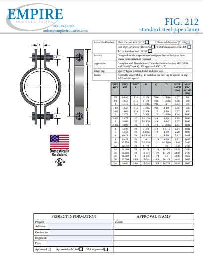 6" AIS-Compliant Standard Pipe Clamp 316 Stainless Steel #AIS212SX0600