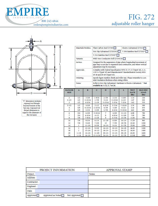14" AIS-Compliant Adjustable Roller Hanger Hot Dipped Galvanized #AIS272HDG1400