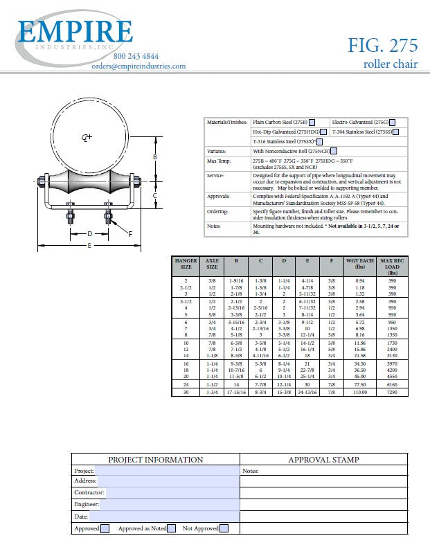 4" AIS-Compliant Roller Chair Hot Dipped Galvanized #AIS275HDG0400