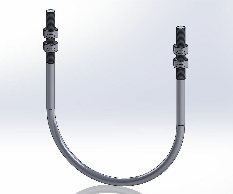 20" Stainless Steel U-Bolt With Hex Nuts T-316