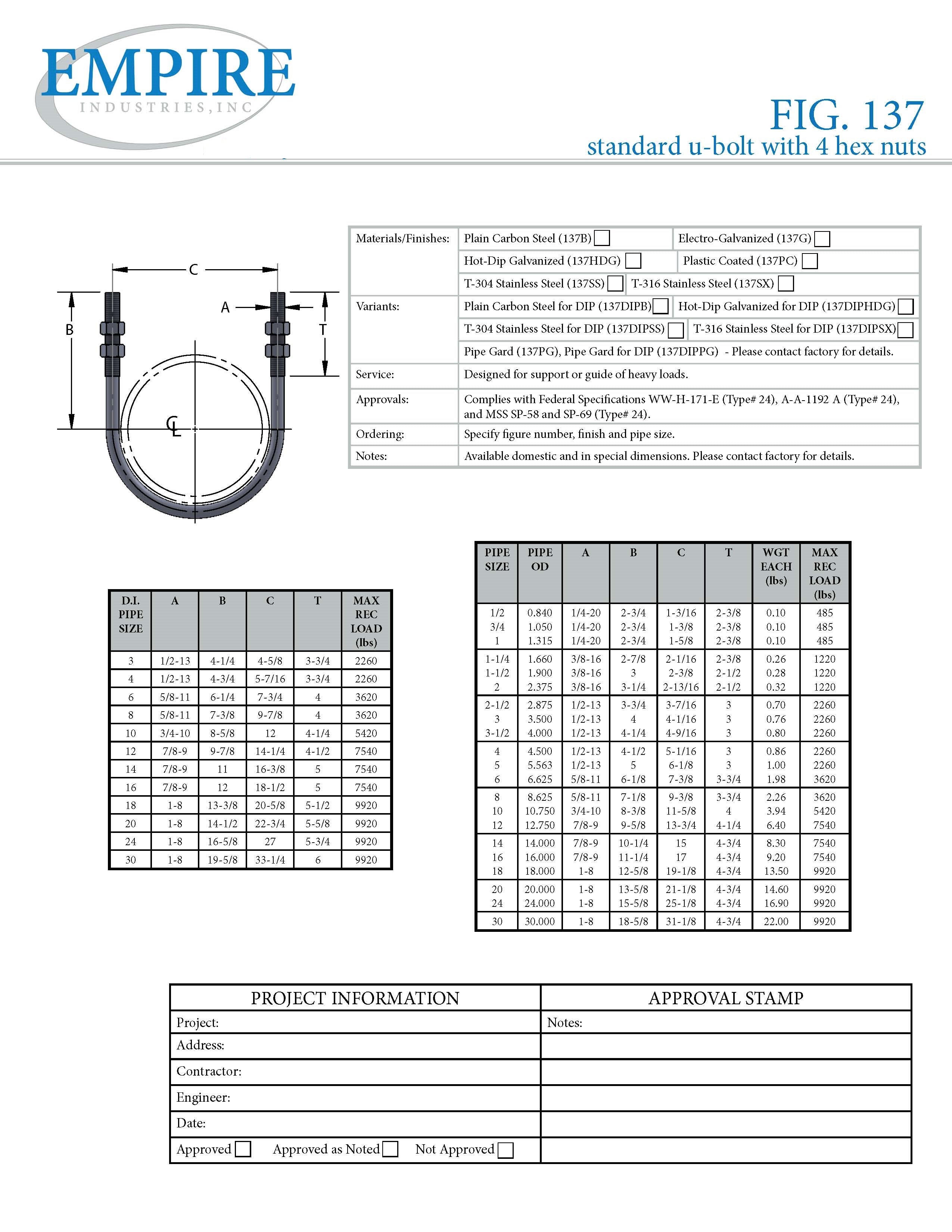 Empire Hanger 137SS U-Bolt