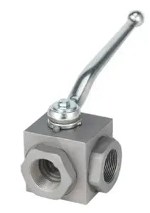 3-Way Threaded Ball Valve, 5075psi rated, Carbon Steel, 2" NPT With Lock - AB3LN2-11DBL