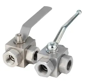 3-Way Block Body Threaded Ball Valve, 5075psi rated, Stainless Steel, #8 SAE 1/2" - AE3LS#8-11DB-SS