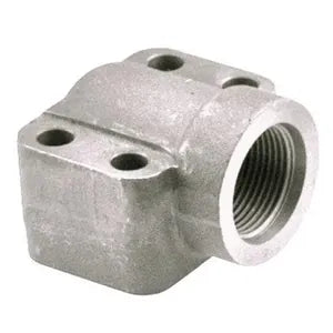 Threaded Stainless Steel Elbow with O-Ring Groove, 3/4" SAE x 3/4" Code 62, includes Flange, Bolts, O-Rings - W184-12-12U-SS