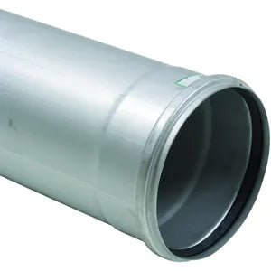 Blucher® 811.300.250 S 811.xxx.250 S, P10-9.8-316 Type 811 Straight Pipe With (1) Socket and Standard EPDM Sealing Ring, Push-Fit Socket End Style, 316/316L Stainless Steel, 3000 mm L, 16 ga