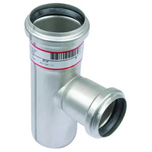 Blucher® 830.040.050 S, T2X1.5-90-316 Type 830 87.5 deg Branch, 50 x 40 mm Nominal, Push-Fit End Style, 316/316L Stainless Steel