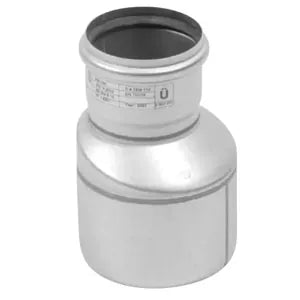 Blucher® 850.200.315 S EI-316, EI-12x8-316 Eccentric Increaser With EPDM Sealing Ring, 8 x 12 in Nominal, Push-Fit Socket End Style, 316 Stainless Steel, Import
