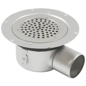 6"(154) Adj. SS Drain - Round Top Lavatory/Shower Drain with Vienna Grating - Side Outlet - 2"(50) Pipe - BSR-702