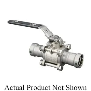 MegaPress® 28502 Model 4875.8 3-Piece Ball Valve, 1 in Nominal, Press End Style, 316 stainless steel Body, Full Port, EPDM/PTFE Softgoods, Import