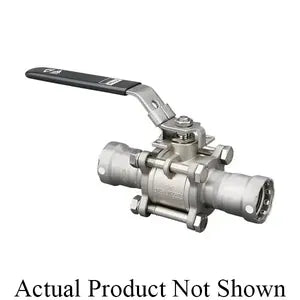 MegaPress® 86510 Model 4175.8 3-Piece Ball Valve, 1 in Nominal, Press End Style, 316 stainless Steel/304 stainless Steel Body, Full Port, FKM/PTFE Softgoods, Import