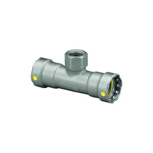 MegaPress® 25486 Pipe Tee, 1-1/4 x 1-1/4 x 1/2 in, Press x Press x FNPT, Carbon Steel, Import