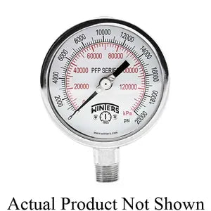 1/2" NPT Bottom, 4" Dial, 0 to 15,000 psi/kPa, SS Liquid Filled Gauge, Dual Scale