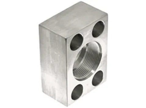 2" SAE x 2" Code 62 SAE ORB Threaded Flange, Stainless Steel, Flat Face, No Bolts/O-Rings - W49-32-32-SS