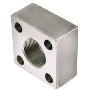 Square Threaded Flange, Carbon Steel, Straight, 2" NPTF Side 1, Square Flange Side 2 - W65-32