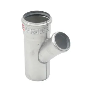 Blucher® 838.050.075 Pipe Oblique Branch, Fitting/Connector: Wye, 75 mm Outlet Nominal, Stainless Steel, Import