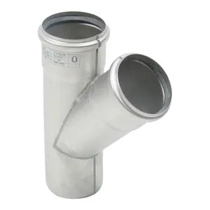 Blucher® 838.075.075 Pipe Oblique Branch, Fitting/Connector: Wye, 75 mm Outlet Nominal, Stainless Steel, Import