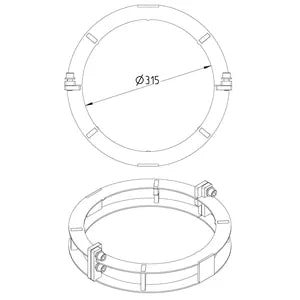 Blucher® 847.001.315 PC Series, PC-12 Peak Pressure Pipe Clamp, 12 in Pipe, 304 Stainless Steel, Pickling/Passivation