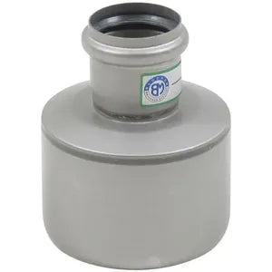 Blucher® 850.050.110 CS CI-316, CI-4x2-316 Concentric Increaser With EPDM Sealing Ring, 2 x 4 in Nominal, Push-Fit Socket End Style, 316/316L Stainless Steel, Import