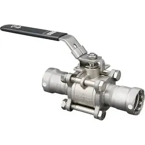 MegaPress® 86515 Model 4175.8 3-Piece Ball Valve, 1-1/4 in Nominal, Press End Style, 316 stainless Steel/304 stainless Steel Body, Full Port, FKM/PTFE Softgoods, Import