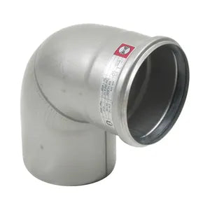 Blucher® 820.090.110 AS, B4-90-316 Type 820.090 89 deg Bend, 110 mm Nominal, Push-Fit End Style, 316/316L Stainless Steel