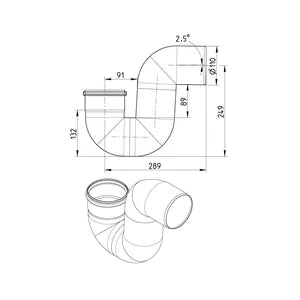 Blucher® PT-4 P-Trap, 110 mm Outlet, Stainless Steel