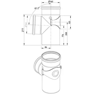 Blucher® AT-6x6-316 Double Pipe Branch, 160 mm Nominal, Stainless Steel