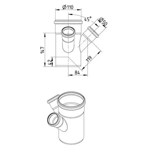 Blucher® OW4x2-45-316 Double Pipe Branch, Fitting/Connector: Wye, 110 in Nominal, Stainless Steel