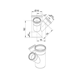Blucher® OW4x3-45-316 Double Pipe Branch, Fitting/Connector: Wye, 110 in Nominal, Stainless Steel
