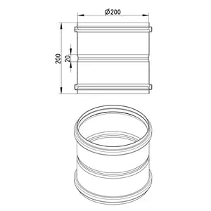 Blucher® DC-8-316 Double Coupling, 200 mm Nominal, Socket End Style, Stainless Steel