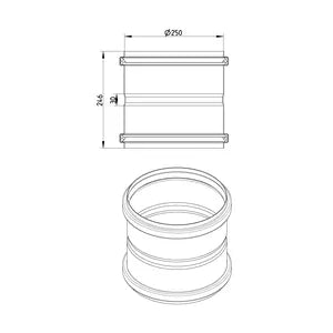 Blucher® DC-10-316 Double Coupling, 250 mm Nominal, Socket End Style, Stainless Steel