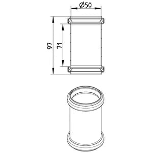 Blucher® DSC-2-316 Double Slip Coupling, 50 mm Outlet Nominal, Stainless Steel