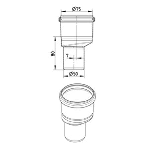 Blucher® ER-2x3-316 Pipe Eccentric Reducer, 75 x 50 mm Nominal, Stainless Steel