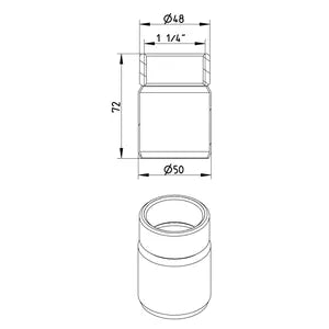 Blucher® FA-2x1-1/4-316 Pipe Female Adapter, 50 x 48 mm Nominal, Stainless Steel