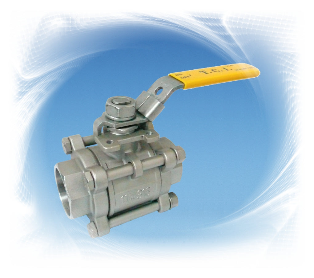 1/4" Ball Valve 1000# 316 3-Piece Threaded Full Port TCI  TC-03T