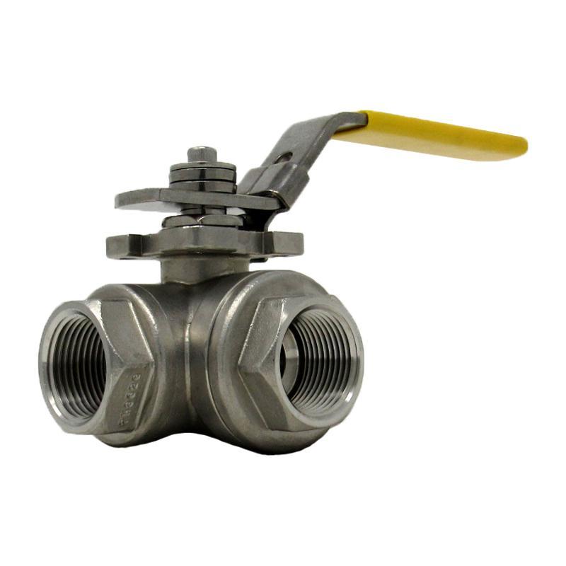 1-1/2" 3-Way Ball Valve 1000# 316 T-Port Threaded Ends TCI TC-WT