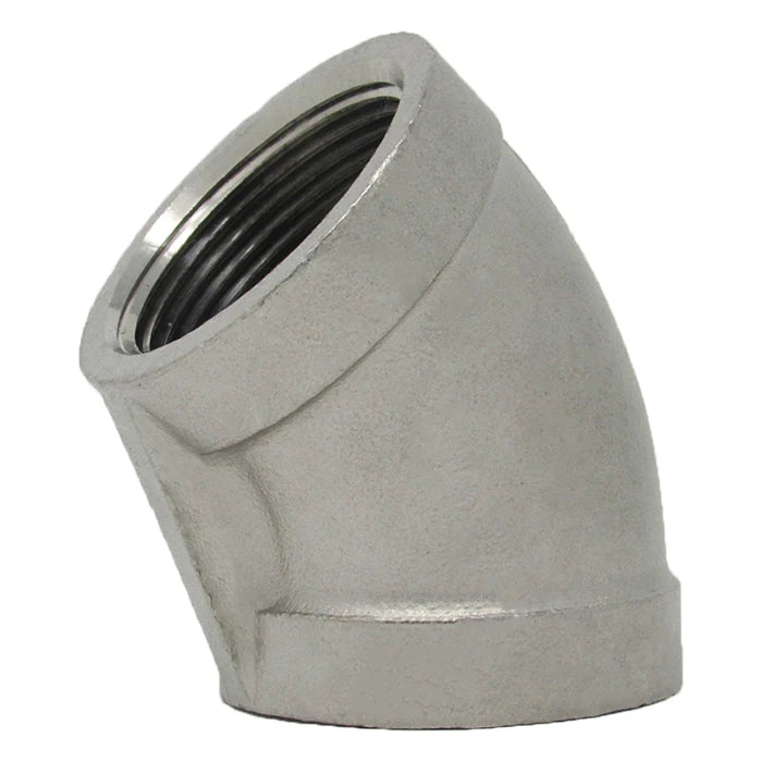 Stainless 45 Elbow 150# Threaded Fitting - Side View