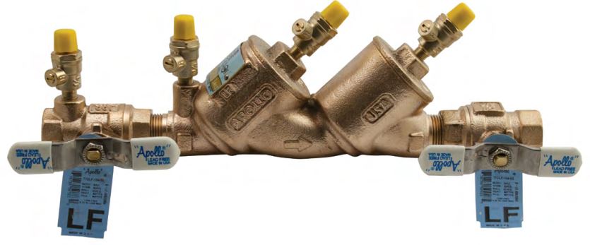 3/4" Backflow Preventer, Double Check, Lead-Free Bronze with Ball Valves and SAE Test Cocks APOLLO 4ALF104A2F