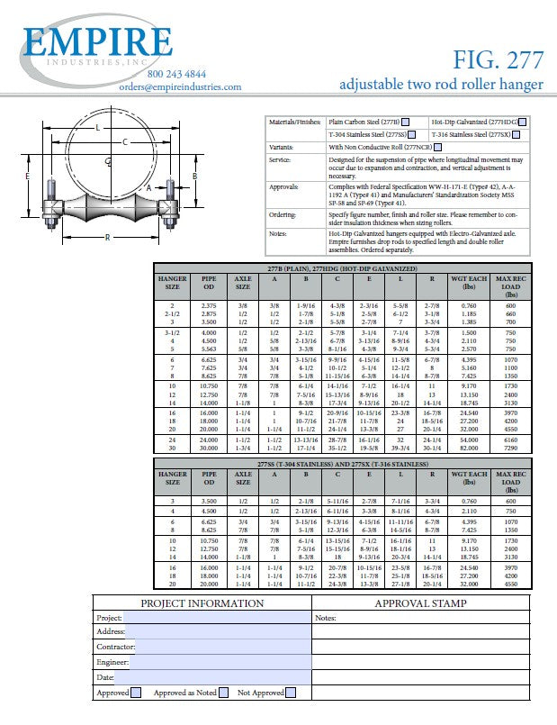 16" AIS-Compliant Adjustable Two Rod Roller Hanger Hot Dipped Galvanized #AIS277G1600