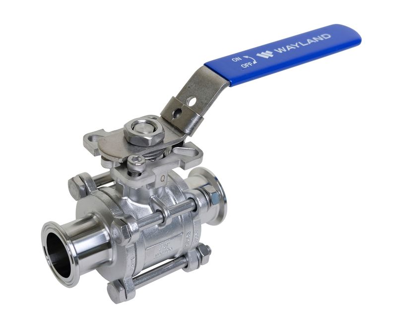 2.5" Clamp 3PC Encapsulated 2-Way Ball Valve - PTFE -316L 3-A Sanitary #W6BVETC-P-25