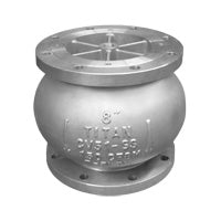 6" Silent Check Valve, Titan CV51SSM Center Guided Globe Style 150# Stainless Steel Body, Trim & Spring, Metal Seat