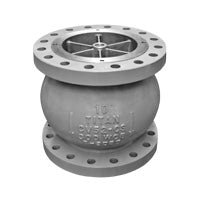 14" Silent Check Valve, Titan CV52CSM Center Guided Globe Style 300# Flanged Carbon Steel with Stainless Steel Trim & Spring, Metal Seat